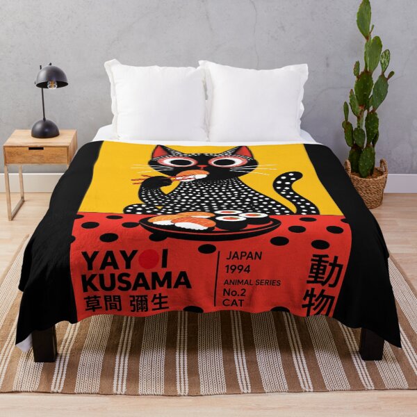 Item preview, Inspired by Yayoi Kusama Sushi Cat Poster, Japan 1994 Animal Series Art Print, Polka Dot Cat Wall Decor designed and sold by MagicatcoArt.