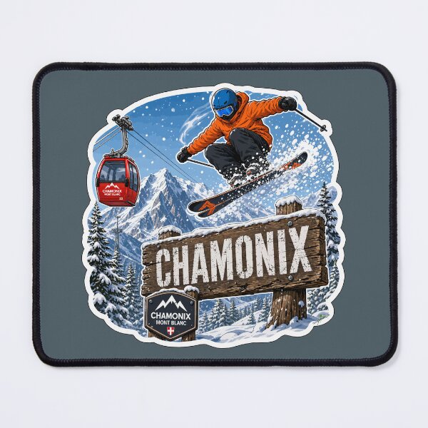 Aperçu de l'œuvre T-shirt autocollant Chamonix Mont Blanc Ski France Alpes 06 créée et vendue par OuterShellUK.