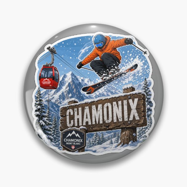 Item preview, Chamonix Mont Blanc Ski France Skiing Alps Sticker T-Shirt 06 designed and sold by OuterShellUK.