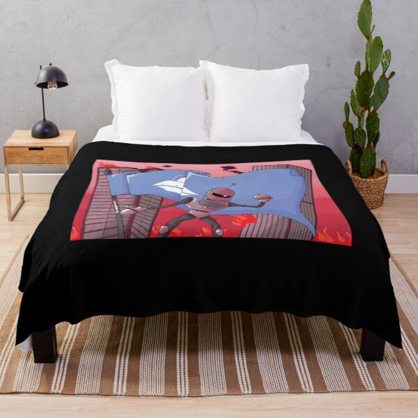 Item preview, Robot with Flags in a Fiery Cityscape designed and sold by Catsi-Nook-Art.