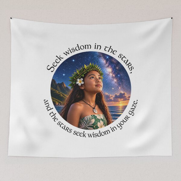 Item preview, Polynesian Wisdom Proverb - Seek wisdom in the stars | Pacific Art designed and sold by ShakaLife.org.