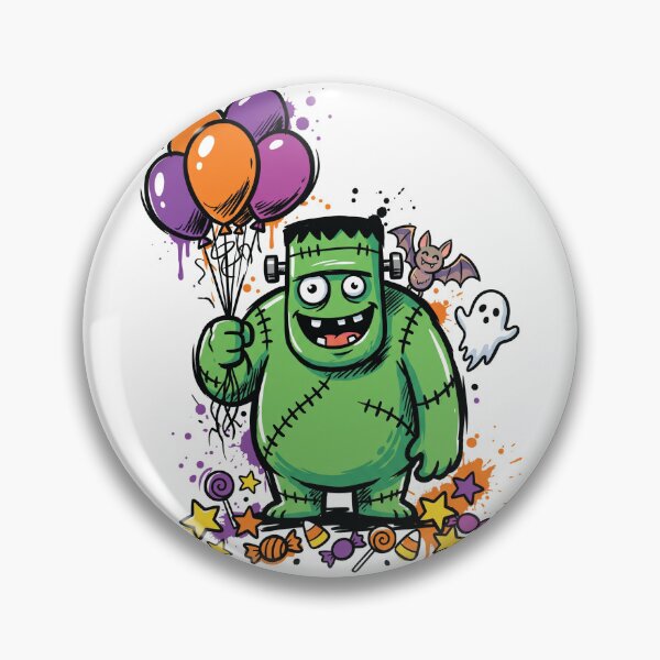 Item preview, Cute Green Monster Balloons Ghost Halloween Art designed and sold by Merch by Das Design Studio.