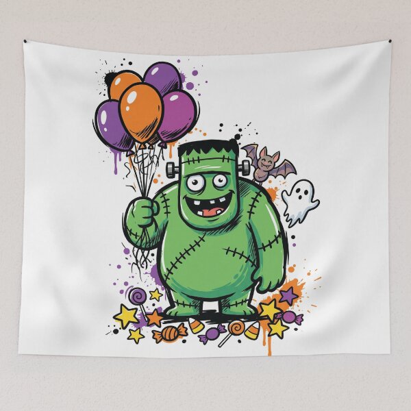 Item preview, Cute Green Monster Balloons Ghost Halloween Art designed and sold by Merch by Das Design Studio.