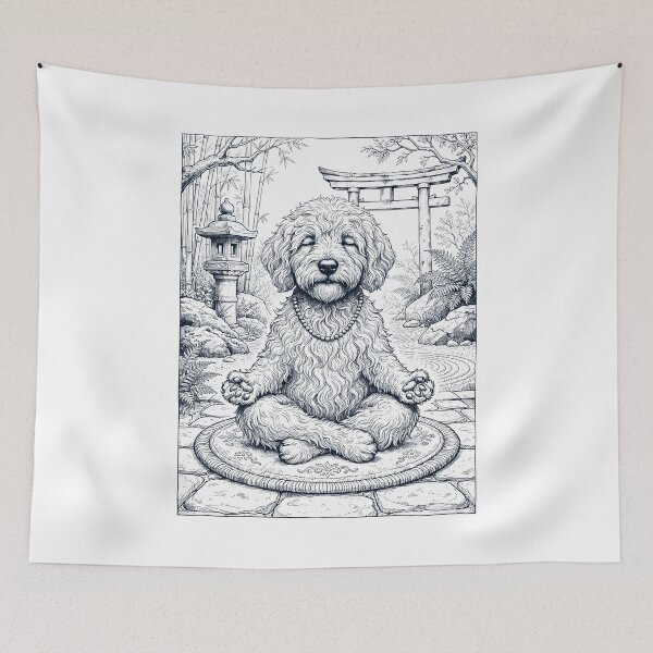 Item preview, Vintage Goldendoodle Yoga Poses Funny Meditation Dog Mom Lover designed and sold by dian-rody-crest.