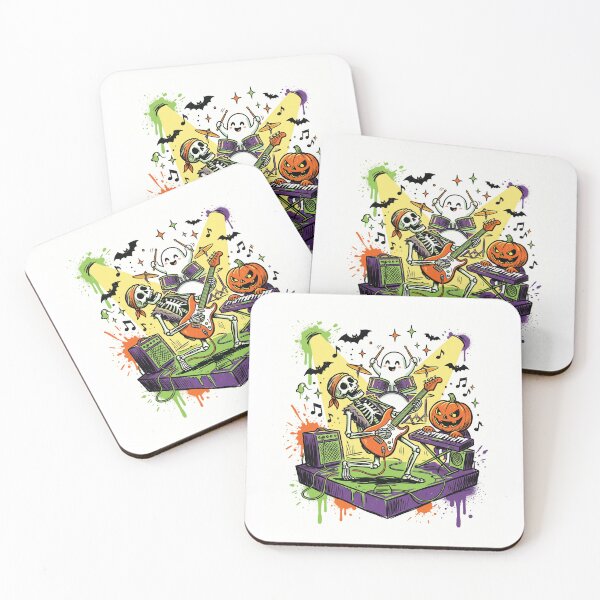 Item preview, Skeleton Rock Band Ghost Drummer Halloween Art designed and sold by Merch by Das Design Studio.