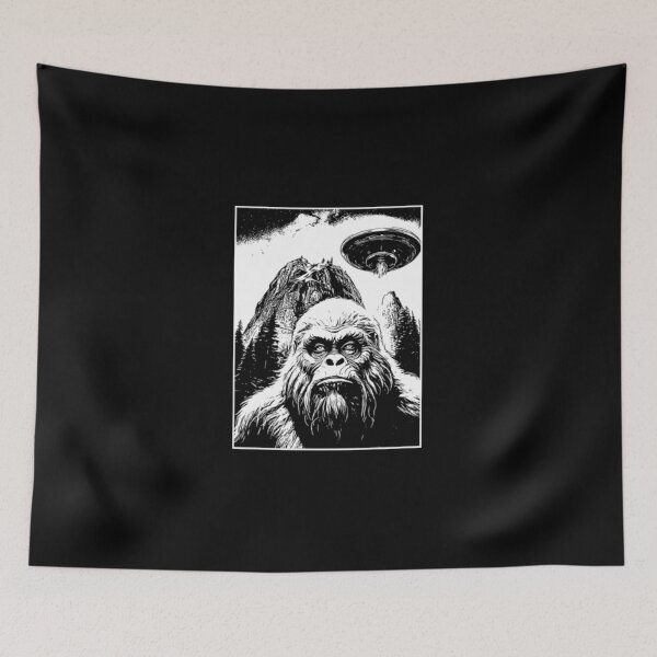 Item preview, Bigfoot Cryptid Flying Saucer Mountain Forest designed and sold by Jadesrkus4.