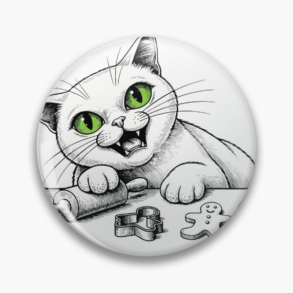 Artikelvorschau, Lebkuchen backende Katze – Vintage-Weihnachtskunst entworfen und verkauft von Litely.
