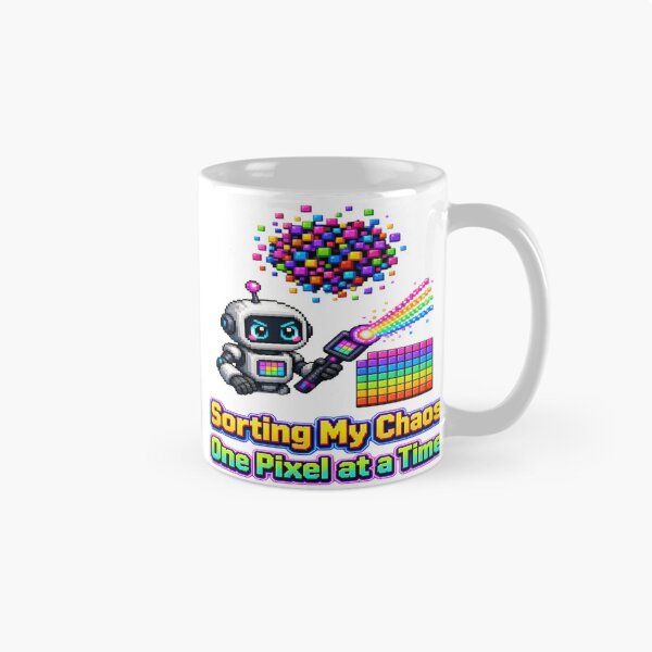Item preview, Sorting My Chaos One Pixel At A Time Cute Robot Pixel Art T-Shirt designed and sold by Sushikidsntoddlers.