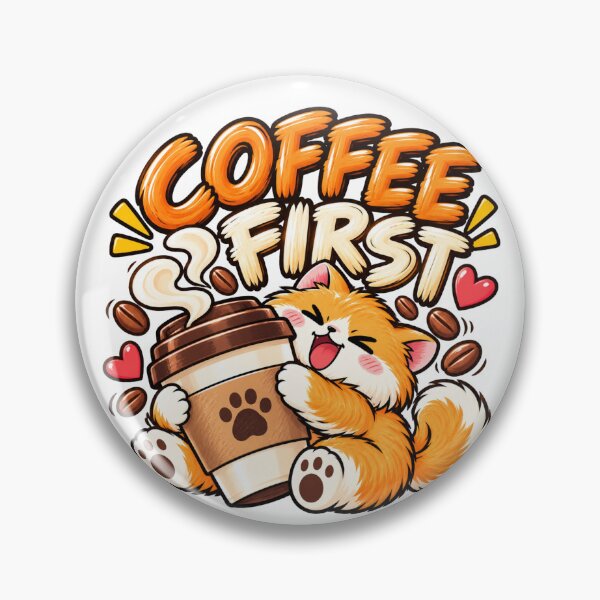 Item preview, Coffee First – Funny Orange Cat with Coffee designed and sold by Moonya26.
