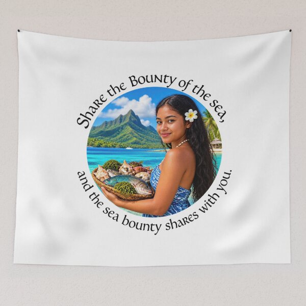 Item preview, Polynesian Abundance Proverb - Share the bounty of the sea | Pacific Art designed and sold by ShakaLife.org.
