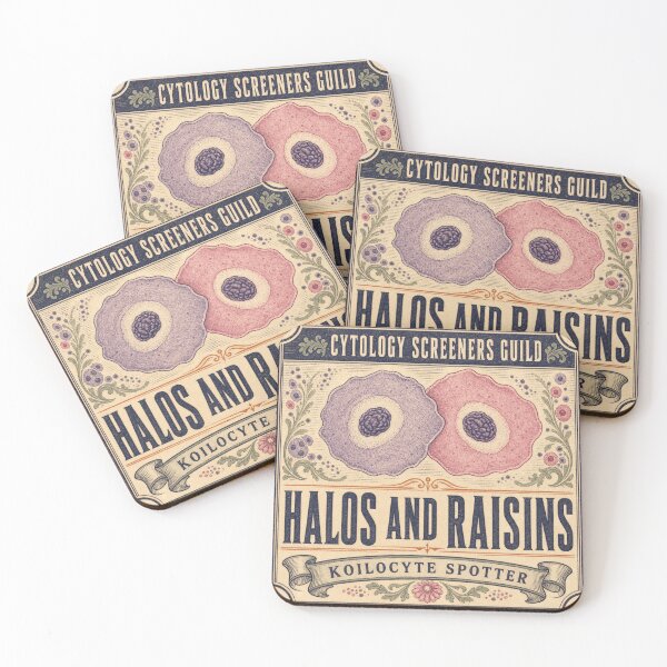 Item preview, Halos And Raisins Pap Smear Koilocyte Cytology Label designed and sold by BoosterShop.