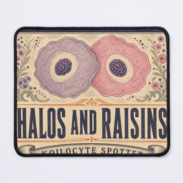 Item preview, Halos And Raisins Pap Smear Koilocyte Cytology Label designed and sold by BoosterShop.