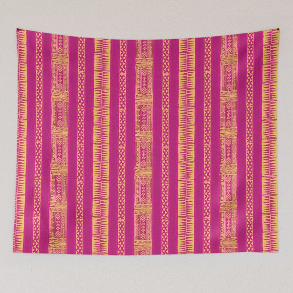 Item preview, Kapa cloth inspired IKAT rustic bold colorful boho hand-drawn geometric pattern designed and sold by Goddessart.