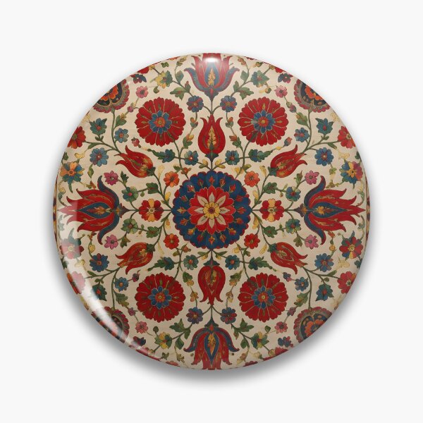 Item preview,  Uzbekistan Uzbek Suzani Floral Carpet Pattern - Red Blue Boho Neem Embroidery designed and sold by GrinGalore.