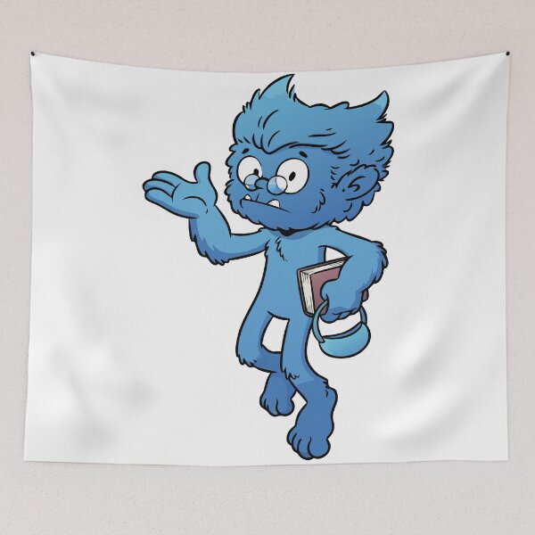 Item preview, Cute Blue Furry Beast Scholar Nerd Monster Comic Cartoon Art designed and sold by Rupesh-Art26.