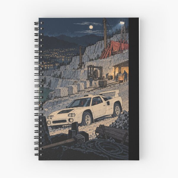 Item preview, Woodblock Rally Car in Stone Quarry at Night designed and sold by WAVE-JP.
