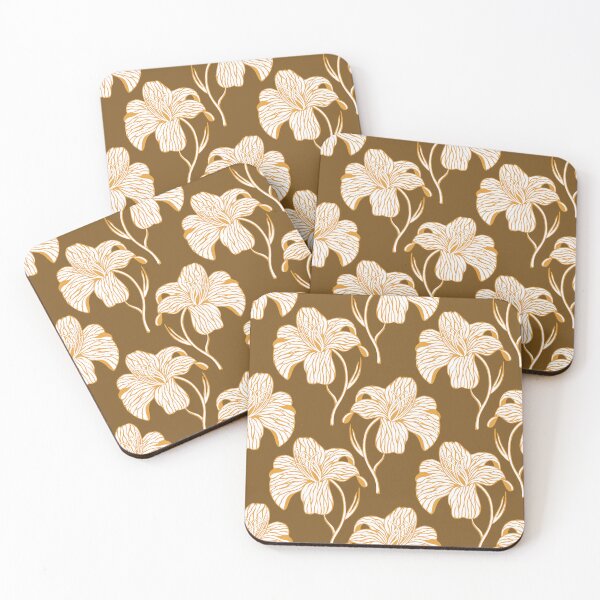 Item preview, Warm Brown Cream Floral Line Art Seamless Pattern designed and sold by ​Jyoti Digital Artist.