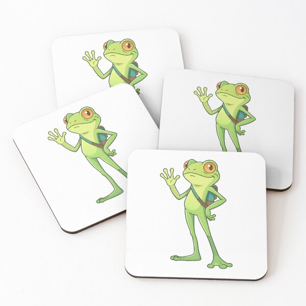 Item preview, Cute Tree Frog Backpacker Traveler Waving Cartoon Amphibian designed and sold by Rupesh-Art26.