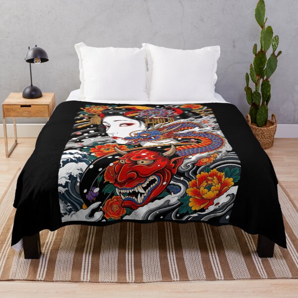 Item preview, Irezumi Legacy-Traditional Japanese Geisha, Dragon & Oni Mask Illustration designed and sold by HexOne.