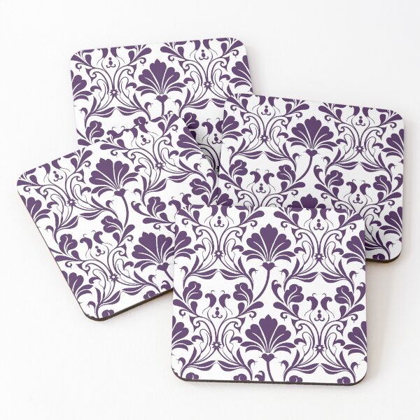 Item preview, Purple White Damask Floral Seamless Pattern designed and sold by ​Jyoti Digital Artist.