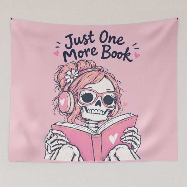 Item preview, Just One More Book Reading Skeleton Girl  designed and sold by CreepyCornerArt.