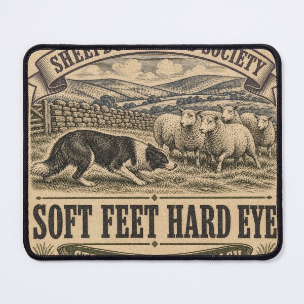 Item preview, Soft Feet Hard Eye Working Border Collie Emblem designed and sold by BoosterShop.