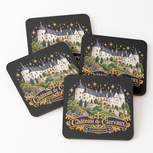 Item preview, Clervaux Castle Luxembourg Embroidered Medieval Travel Art designed and sold by Emoji Emblems.