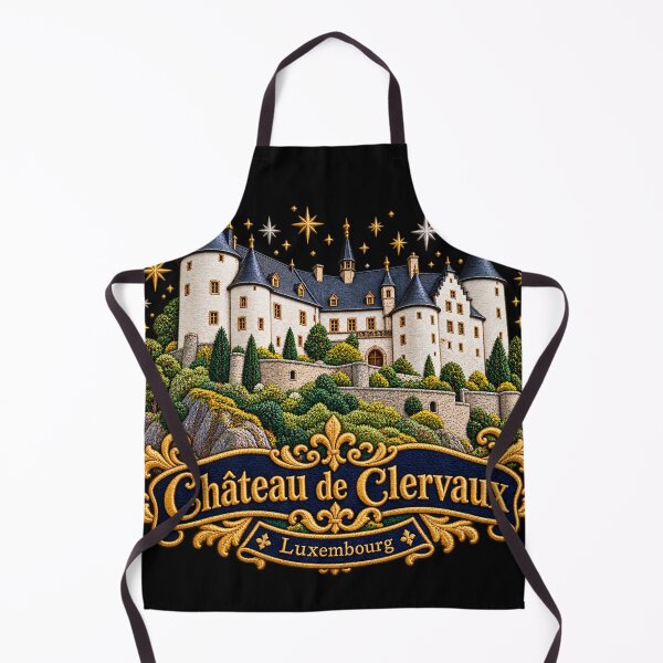 Item preview, Clervaux Castle Luxembourg Embroidered Medieval Travel Art designed and sold by Emoji Emblems.