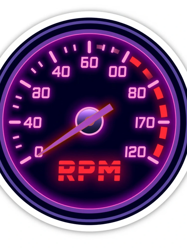 Thumbnail 4 of 4, iPhone Case, Retro Synthwave Tachometer RPM Redline Racing Sticker designed and sold by Gulele7.