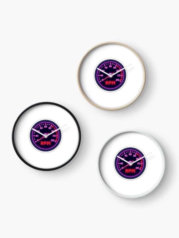 Thumbnail 3 of 4, Clock, Retro Synthwave Tachometer RPM Redline Racing Sticker designed and sold by Gulele7.