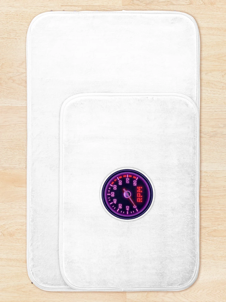 Thumbnail 5 of 6, Bath Mat, Retro Synthwave Tachometer RPM Redline Racing Sticker designed and sold by Gulele7.