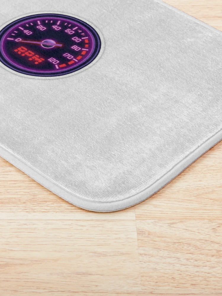 Thumbnail 3 of 6, Bath Mat, Retro Synthwave Tachometer RPM Redline Racing Sticker designed and sold by Gulele7.