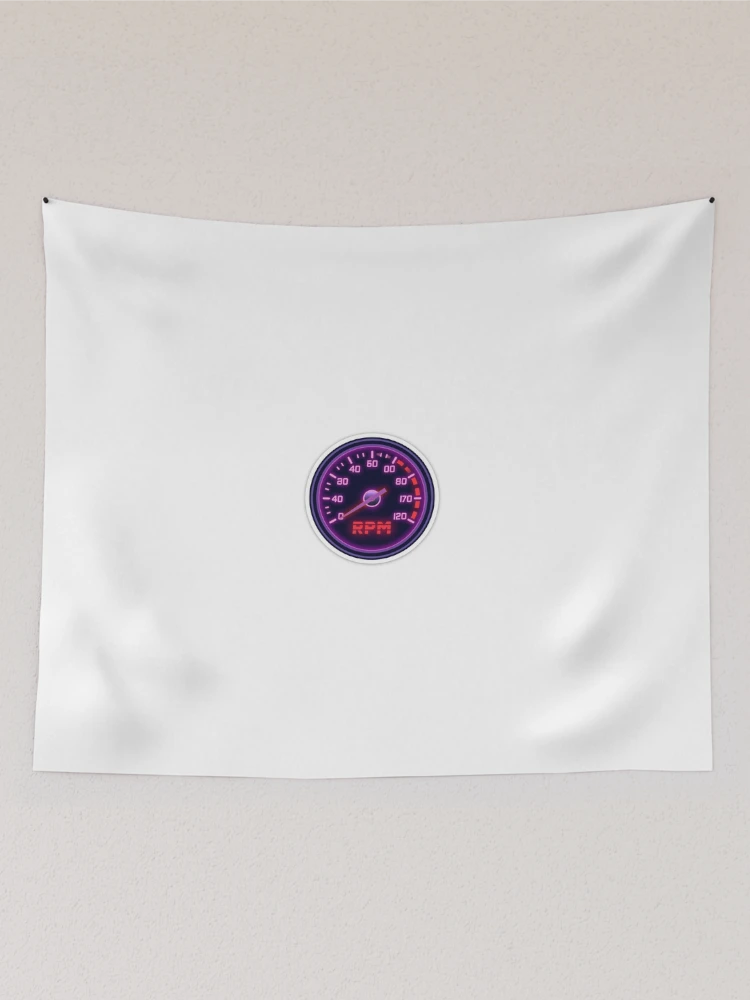 Thumbnail 2 of 3, Tapestry, Retro Synthwave Tachometer RPM Redline Racing Sticker designed and sold by Gulele7.