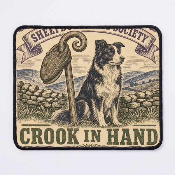 Item preview, Crook In Hand Shepherd Crook Sheepdog Trial Badge designed and sold by BoosterShop.