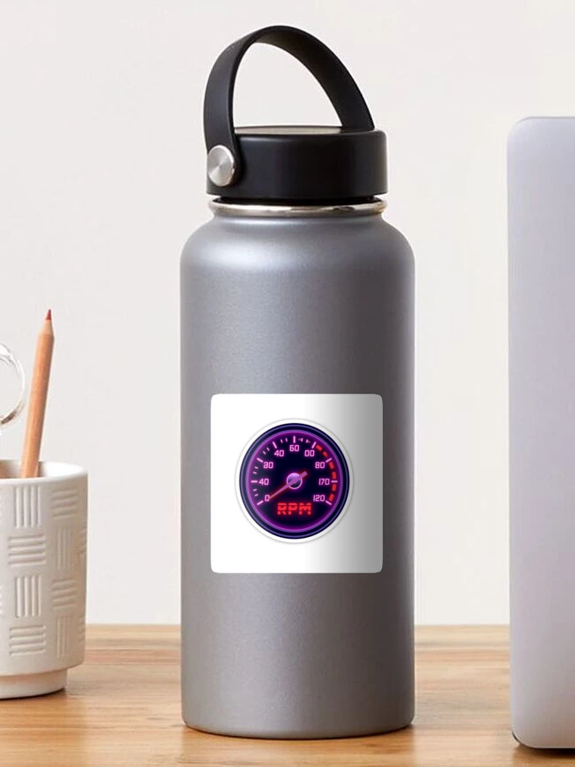 Thumbnail 1 of 3, Sticker, Retro Synthwave Tachometer RPM Redline Racing Sticker designed and sold by Gulele7.