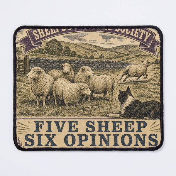 Item preview, Five Sheep Six Opinions Funny Sheep Herding Card designed and sold by BoosterShop.