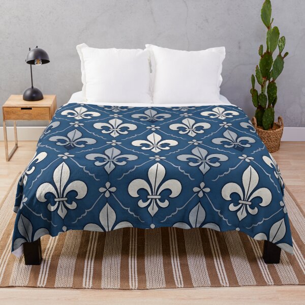 Item preview, Royal Blue and Silver Fleur de Lis Pattern designed and sold by Sybille-Yates.