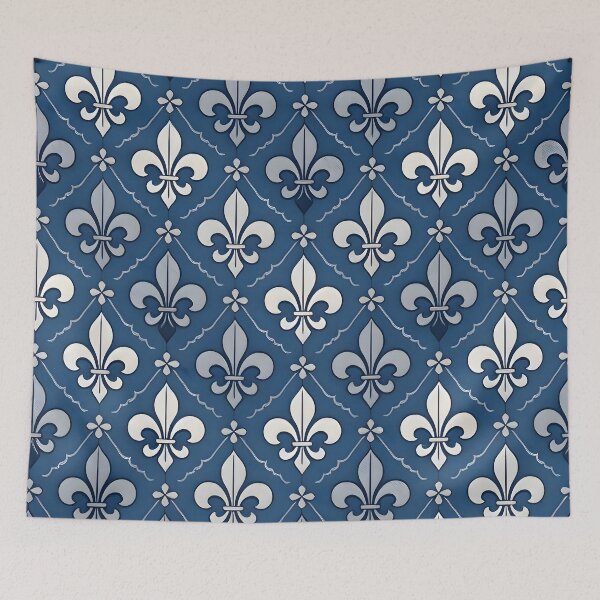 Item preview, Royal Blue and Silver Fleur de Lis Pattern designed and sold by Sybille-Yates.