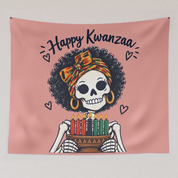 Item preview, Happy Kwanzaa Skeleton Girl  designed and sold by CreepyCornerArt.