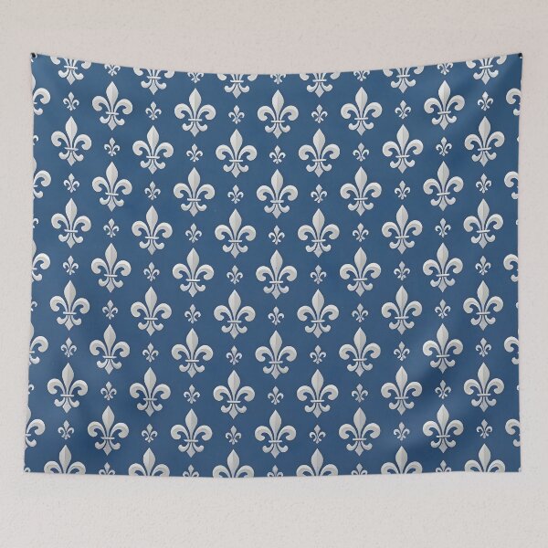 Item preview, Royal Blue and Silver Fleur de Lis Pattern designed and sold by Sybille-Yates.