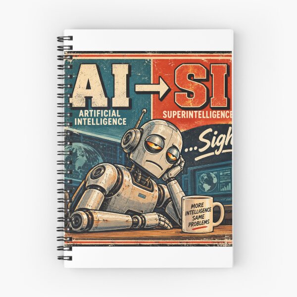 Item preview, AISI More Intelligence Same Problems – Funny AI Robot Vintage Poster designed and sold by Pop, Culture and Stuff.