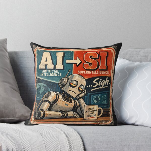 Item preview, AISI More Intelligence Same Problems – Funny AI Robot Vintage Poster designed and sold by Pop, Culture and Stuff.