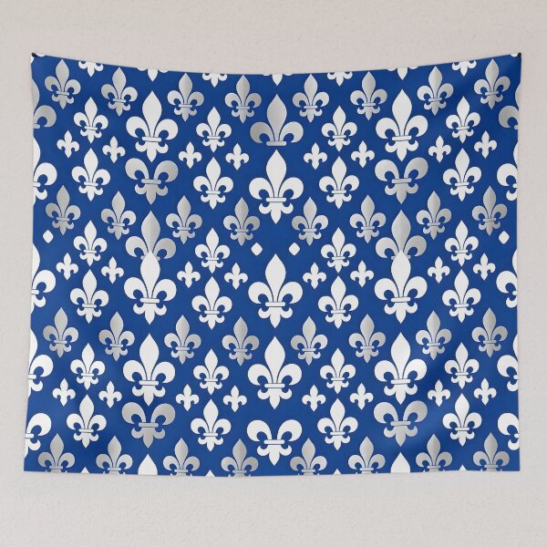 Item preview, Royal Blue and Silver Fleur de Lis Pattern designed and sold by Sybille-Yates.