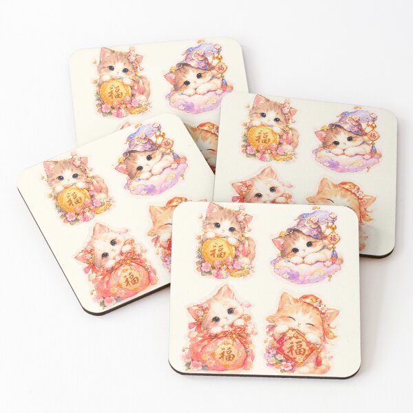 Item preview, Fortune Kitty 福 – Pastel Lucky Cat Collection designed and sold by sara747.