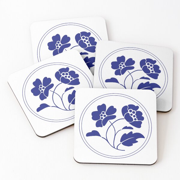 Item preview, Vintage Blue Botanical Floral Motif in Round Frame - 10 designed and sold by ivyysophia.