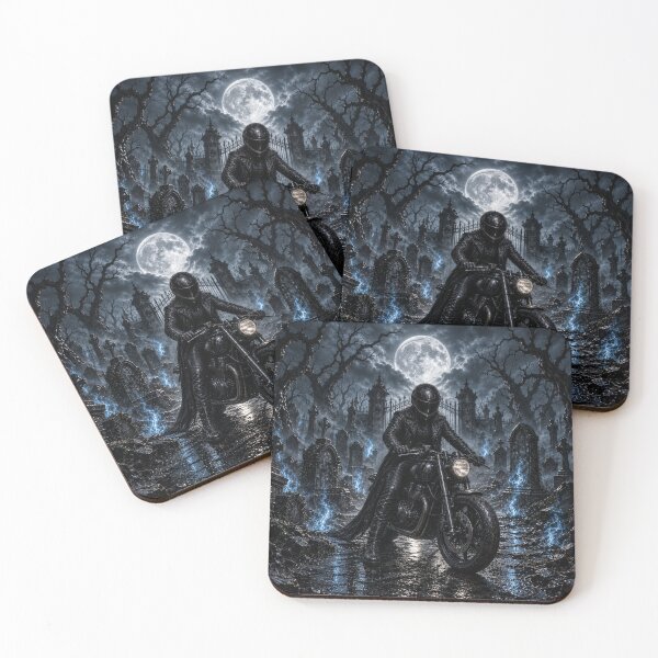 Item preview, Gothic Motorcycle Under the Full Moon Dark Fantasy Art designed and sold by photoparadise22.