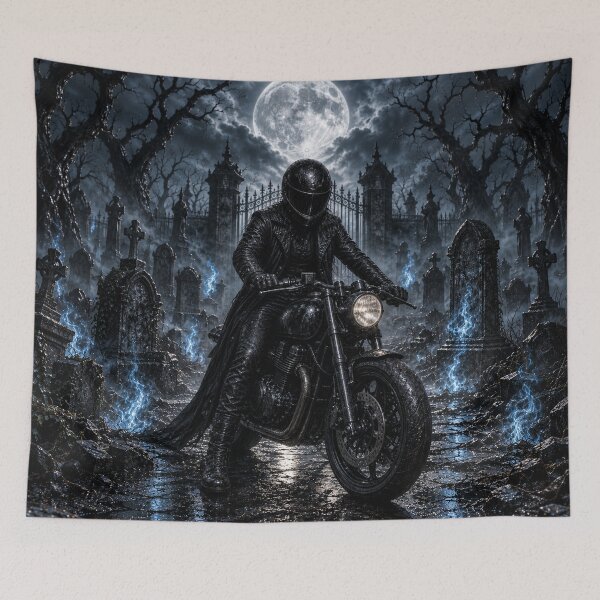 Item preview, Gothic Motorcycle Under the Full Moon Dark Fantasy Art designed and sold by photoparadise22.