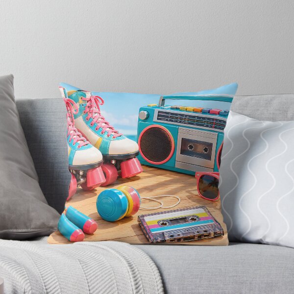 Item preview, 80s Retro Roller Skates and Boombox Summer Flatlay designed and sold by Koalangel.