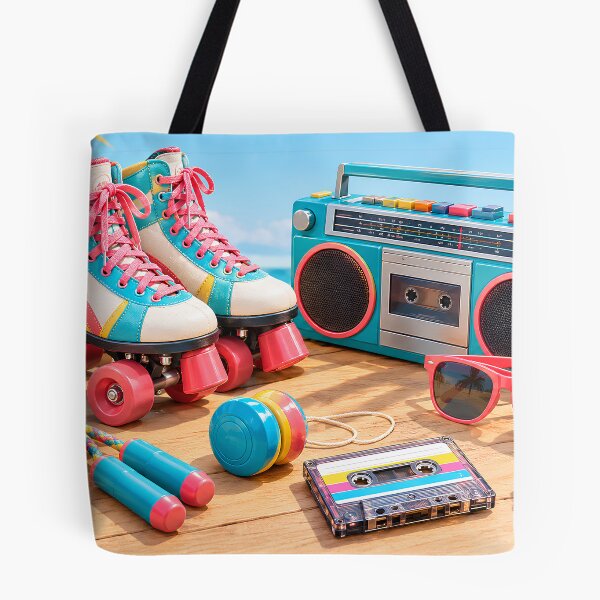 Item preview, 80s Retro Roller Skates and Boombox Summer Flatlay designed and sold by Koalangel.