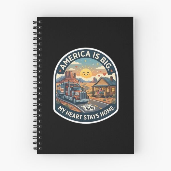 Item preview, America Is Big My Heart Stays Home Route 66 Trucker Emblem designed and sold by PoleksGraphics.